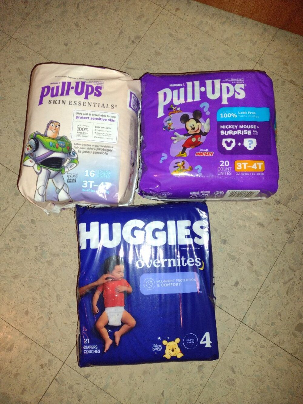 3 NWT Huggies Pullups, Huggies Overnights, Pull-Ups Skin Essentials, 3T-4T